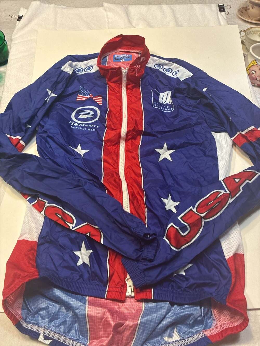 Vintage Performance Technical Wear USA Cycling Team United Airlines Windbreaker